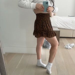 Aqua leopard print mini flowy skirt